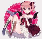  1girl animal animal_ears commentary_request dress highres ikeuchi_tanuma looking_at_viewer original pink_hair red_eyes short_hair solo 