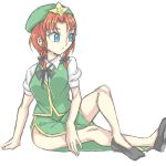  alternate_hair_length alternate_hairstyle blue_hair braid hat hong_meiling redhead ribbon short_hair touhou twin_braids vest yuusha-chan_(gassaku_no_hito) 