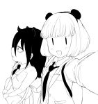  2girls animal_ears blush fake_animal_ears frankseven highres image_sample kuroki_tomoko monochrome multiple_girls necktie perspective pov self_shot short_hair smile twitter_sample uchi_emiri watashi_ga_motenai_no_wa_dou_kangaetemo_omaera_ga_warui! 