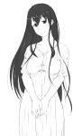  1girl alternate_costume blush collarbone dress highres kantai_collection long_hair looking_at_viewer monochrome niwatazumi sketch solo tatebayashi_sakurako 