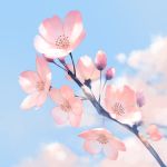  blue_sky blurry blurry_background branch cherry_blossoms clouds day depth_of_field flower highres nature no_humans original outdoors sky sousou_(sousouworks) still_life 