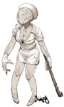  1girl bald breasts bubble_head_nurse cleavage commentary_request faceless faceless_female gloves hat highres large_breasts monster_girl no_humans nurse_cap sido_(slipknot) silent_hill silent_hill_2 solo 