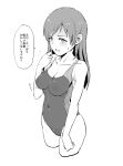  1girl breasts competition_swimsuit covered_navel dokuro-san highres idolmaster idolmaster_cinderella_girls idolmaster_cinderella_girls_starlight_stage long_hair medium_breasts monochrome nitta_minami one-piece_swimsuit sketch swimsuit 