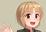  1girl blush brown_eyes brown_hair character_request close-up eyebrows_visible_through_hair idolmaster idolmaster_cinderella_girls kamille_(vcx68) looking_at_viewer open_mouth short_hair smile solo upper_body 