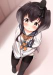  1girl black_hair blush brown_eyes highres kantai_collection long_hair mochiyuki short_hair_with_long_locks solo tokitsukaze_(kantai_collection) 