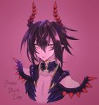  1boy black_hair happy_birthday horns killian_phegor looking_at_viewer male_focus pointy_ears pop-up_story shinigami solo yaka_(ir_mc8a) yellow_eyes 