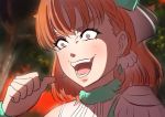  1girl awaken_the_power bangs braid cubehero earrings jewelry jojo_no_kimyou_na_bouken love_live! love_live!_sunshine!! meme orange_hair parody pointing pointing_at_self red_eyes short_hair side_braid solo takami_chika thumbs_up 