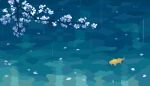  animated animated_gif branch carp fish koi lowres no_humans original petals pixel_art rain ripples swimming toyoi_yuuta water 