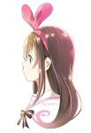  1girl a.i._channel bangs black_bow blue_eyes bow brown_hair closed_mouth commentary_request eyebrows_visible_through_hair hair_ribbon hairband kizuna_ai long_hair looking_away multicolored_hair pink_hair pink_hairband pink_ribbon profile ribbon sailor_collar simple_background solo streaked_hair striped striped_bow translation_request virtual_youtuber white_background white_sailor_collar yuuzii 