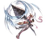  1girl android boots clenched_hand closed_mouth drill full_body granblue_fantasy minaba_hideo official_art outstretched_arm pink_hair pointing pointing_at_viewer robomi_(granblue_fantasy) solo transparent_background 