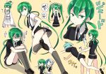  :d ;d androgynous ass bangs black_neckwear black_shorts blue_hair bow brown_background brown_footwear collared_shirt colored_eyelashes dress euclase_(houseki_no_kuni) eyebrows_visible_through_hair gem_uniform_(houseki_no_kuni) green_eyes green_hair grey_legwear hair_between_eyes hair_bow hair_bun hair_ribbon holding houseki_no_kuni jade_(houseki_no_kuni) kneehighs kneepits leg_hug loafers long_hair long_sleeves mizuhotsuki multicolored_hair necktie one_eye_closed open_mouth parted_lips phosphophyllite pleated_dress puffy_short_sleeves puffy_sleeves ribbon shaded_face shirt shoes short_shorts short_sleeves shorts sigh silver_hair simple_background sitting sleeves_past_fingers sleeves_past_wrists smile sparkle standing standing_on_one_leg star suspender_shorts suspenders sweat twintails two-tone_hair uniform v-shaped_eyebrows very_long_hair white_bow white_dress white_shirt wide_sleeves 