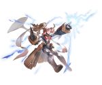  1girl android boots closed_mouth drill electricity full_body granblue_fantasy minaba_hideo official_art outstretched_arm pink_hair pointing robomi_(granblue_fantasy) solo 