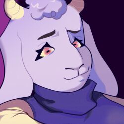  1:1 1girl 2019 2d animal_ears anniversary anthro bad_id bad_tumblr_id cinnimani close-up cropped digital_media droopy_ears eyelashes female female_only floppy_ears furry furry_female goat goat_ears goat_girl goat_horns horns long_sleeves mammal monster monster_girl purple_robe red_eyes robe solo solo_focus toriel undertale utdr_(toby_fox) white_fur white_horns 