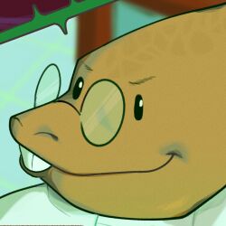  1:1 1girl 2019 2d alphys anniversary anthro bad_id bad_tumblr_id buck_teeth cinnimani close-up coat cropped digital_media dinosaur dinosaur_girl female female_only glasses lab_coat lizard lizard_girl monster monster_girl reptile reptile_girl scalie solo solo_focus undertale utdr_(toby_fox) white_coat yellow_skin yellow_teeth 