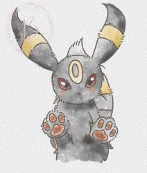  animal_focus baya_(sakura_mint) black_eyes black_fur blush closed_mouth colored_sclera looking_at_viewer no_humans pawpads pokemon pokemon_(creature) pokemon_focus red_sclera simple_background smile tail umbreon 