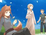  ayakura_juu craft_lawrence flower holo nora_ardent nora_arento sitting spice_and_wolf tail wolf_ears wolfgirl 