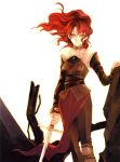  angel_howling blood highres long_hair red_hair ruins shiina_yuu solo sword weapon wind yellow_eyes 