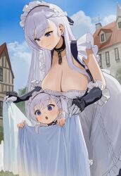 azur_lane belfast_(azur_lane) little_bel_(azur_lane) long_hair maid mother_and_daughter multiple_girls 