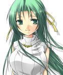  green_hair hair_ribbon higurashi_no_naku_koro_ni long_hair lowres ribbon sleeveless sleeveless_turtleneck sonozaki_shion turtleneck 