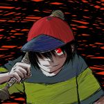  hair_over_one_eye hat mother_(game) mother_2 ness ogatarou51 red_eyes shirt striped striped_shirt 