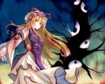  eho_(icbm) eyes gap hat kaiho long_hair ribbon smile touhou yakumo_yukari yellow_eyes 