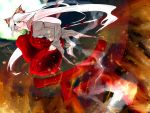  fujiwara_no_mokou hair_ribbon long_hair mnk red_eyes ribbon touhou white_hair 