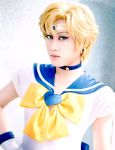  asian bishoujo_senshi_sailor_moon blonde_hair cosplay gloves photo sailor_fuku sailor_uranus short_hair ten&#039;ou_haruka 