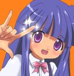  \m/ furude_rika higurashi_no_naku_koro_ni ken_ken long_hair lowres macross macross_frontier parody purple_eyes seikan_hikou sparkle violet_eyes 