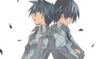  back_to_back blue_hair clannad kera male okazaki_tomoya short_hair yoshino_yuusuke 