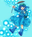  bad_id bag blue_eyes blue_hair boots hair_bobbles hair_ornament kawashiro_nitori key piyopunch short_hair touhou twintails 