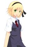  blonde_hair green_eyes hair_ribbon mi_(pixiv697271) nanami_(mimimimimimimi) necktie original ribbon short_hair 
