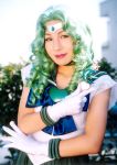  asian bishoujo_senshi_sailor_moon cosplay curly_hair green_hair kaiou_michiru photo sailor_fuku sailor_neptune wand 