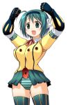  1girl female green_hair koutetsu_jeeg koutetsu_jeeg_(mecha) parody solo thighhighs to_heart_2 yoshioka_chie yuuki_shin&#039;ichi 