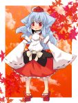  bad_id detached_sleeves geta hat inubashiri_momiji koori_rei_yakko long_hair red_eyes silver_hair tail tengu-geta tokin_hat touhou 