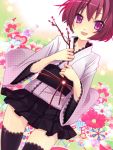  chirol85 japanese_clothes kimono matoyama original purple_eyes purple_hair short_hair skirt thigh-highs thighhighs violet_eyes zettai_ryouiki 