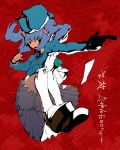  bag bloomers blue_hair chomoran hat kawashiro_nitori touhou translation_request twintails 