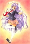  blazer bunny_ears loafers long_hair necktie pleated_skirt purple_hair rabbit_ears red_eyes reisen_udongein_inaba shie shoes skirt thigh-highs thighhighs touhou very_long_hair white_legwear white_thighhighs zettai_ryouiki 