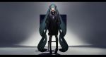  1girl absurdres aqua_eyes aqua_hair chair coat hatsune_miku highres jacket jewelry long_hair necklace ryoga solo twintails very_long_hair vocaloid 