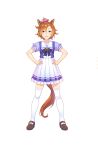  1girl animal_ears full_body hands_on_hips highres horse_ears horse_tail official_art short_hair solo t_m_opera_o tail transparent_background umamusume violet_eyes 