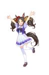  +_+ 1girl animal_ears black_hair full_body highres horse_ears horse_tail looking_at_viewer marvelous_sunday official_art orange_eyes solo tail transparent_background twintails umamusume 