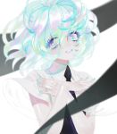  androgynous diamond_(houseki_no_kuni) gem_uniform_(houseki_no_kuni) houseki_no_kuni long_eyelashes looking_at_viewer multicolored multicolored_eyes multicolored_hair necktie rainbow_eyes rainbow_hair short_hair smile solo star star-shaped_pupils symbol-shaped_pupils thick_eyebrows upper_body white_hair 