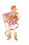  1girl animal_ears boots full_body gold_footwear grin hair_over_one_eye hands_on_hips high_heel_boots high_heels highres horse_ears horse_tail official_art short_hair smile solo staff t_m_opera_o tail thigh-highs transparent_background umamusume violet_eyes yellow_footwear zettai_ryouiki 