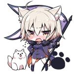  ahoge animal_ears ayuma_sayu black_dress breasts cat_ears dog dress fate/grand_order fate_(series) flag fur_trim jeanne_d&#039;arc_(alter)_(fate) jeanne_d&#039;arc_(fate)_(all) lowres open_mouth silver_hair yellow_eyes 