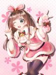  1girl a.i._channel breasts christmas highres kazuneko_(wktk1024) kizuna_ai pink_background 