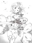  1girl bikini_bottom djeeta_(granblue_fantasy) dress granblue_fantasy hair_ornament monochrome short_hair sunao_(souis) sword the_glory thigh-highs weapon 