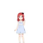  1girl artist_request bangs blue_dress blush bow child closed_mouth collarbone dress hair_bow hairband long_hair looking_at_viewer love_live! love_live!_school_idol_festival love_live!_school_idol_project nishikino_maki official_art parted_bangs redhead sleeveless sleeveless_dress smile socks solo standing transparent_background tsurime violet_eyes white_legwear younger 