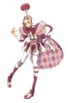  androgynous argyle argyle_cape blonde_hair cape character_name flower hat highres looking_at_viewer maroon_legwear multicolored_hair personification pink_cape pink_eyes pink_footwear pink_hair pokemon puffy_sleeves slurpuff solo standing tongue tongue_out two-tone_hair uzou 