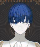  androgynous bangs blue_eyes blue_hair blunt_bangs face heterochromia highres houseki_no_kuni looking_at_viewer no_nose phosphophyllite phosphophyllite_(ll) ririkonosukee short_hair smile solo spoilers white_eyes 