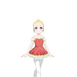  1girl alternate_hairstyle artist_request ayase_eli ballet blonde_hair blue_eyes blush child closed_mouth collarbone dress hair_bun looking_at_viewer love_live! love_live!_school_idol_festival love_live!_school_idol_project official_art pantyhose sleeveless sleeveless_dress smile solo standing transparent_background white_legwear younger 