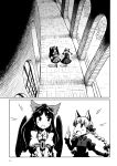  2girls absurdres animal_ears bow braid cat_ears cat_tail comic dress greyscale hair_bow highres kaenbyou_rin long_hair monochrome multiple_girls page_number ponytail reiuji_utsuho shirt short_sleeves skirt sonson_(eleven) tail third_eye touhou translation_request twin_braids twintails wings 